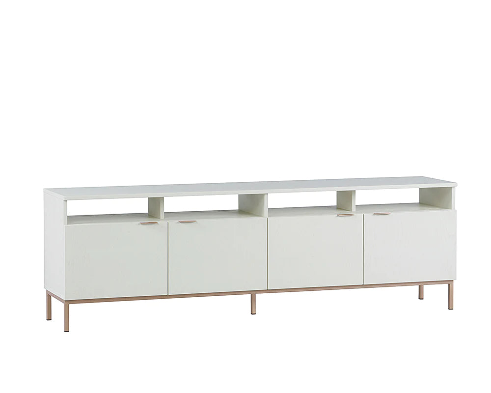 AMBROSE MODULAR MEDIA CONSOLE AND CABINET - CHAMPAGNE GOLD - CREAM