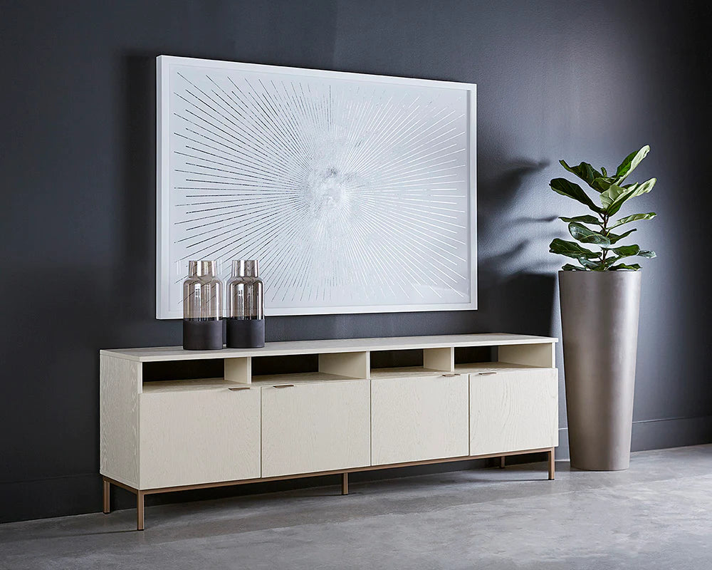 AMBROSE MODULAR MEDIA CONSOLE AND CABINET - CHAMPAGNE GOLD - CREAM