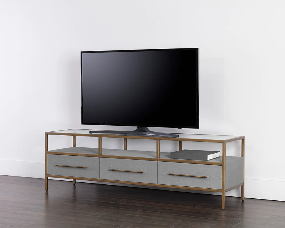 VENICE MEDIA CONSOLE AND CABINET - GREY SHAGREEN