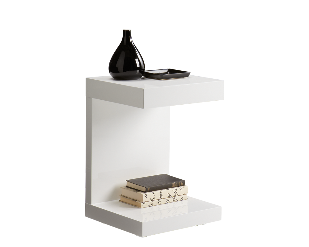 BACHELOR END TABLE - HIGH GLOSS WHITE - End Tables
